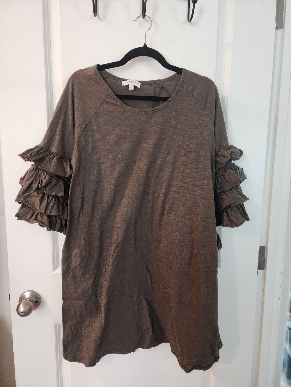 Umgee Olive Green Ruffle Sleeve Tunic Dress With Pockets. Size 2x.